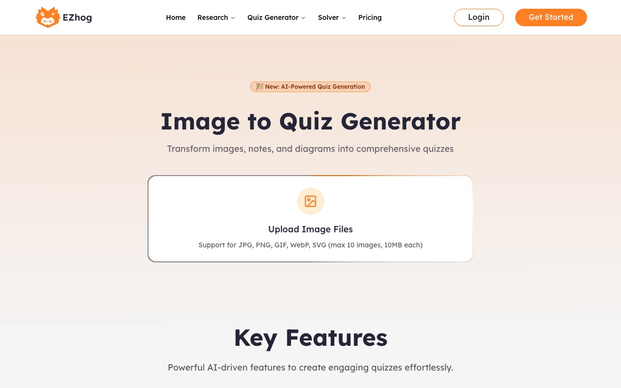 Image to Quiz Generator interface